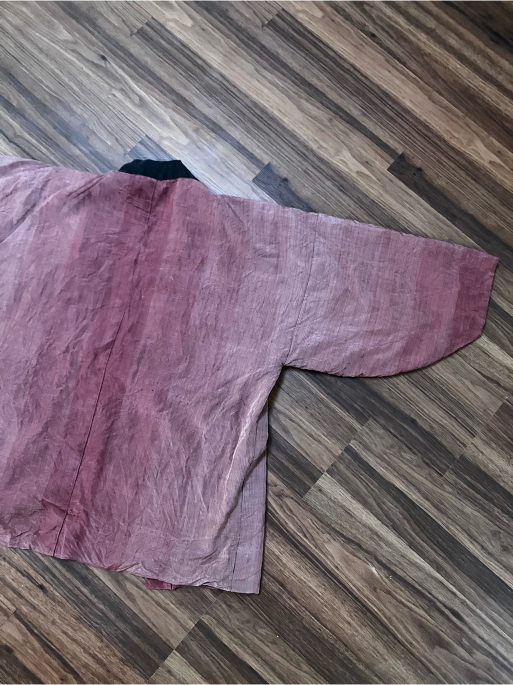 Rust-Pink Silk Kimono Jacket with Black Trim - Picture 3 of 5